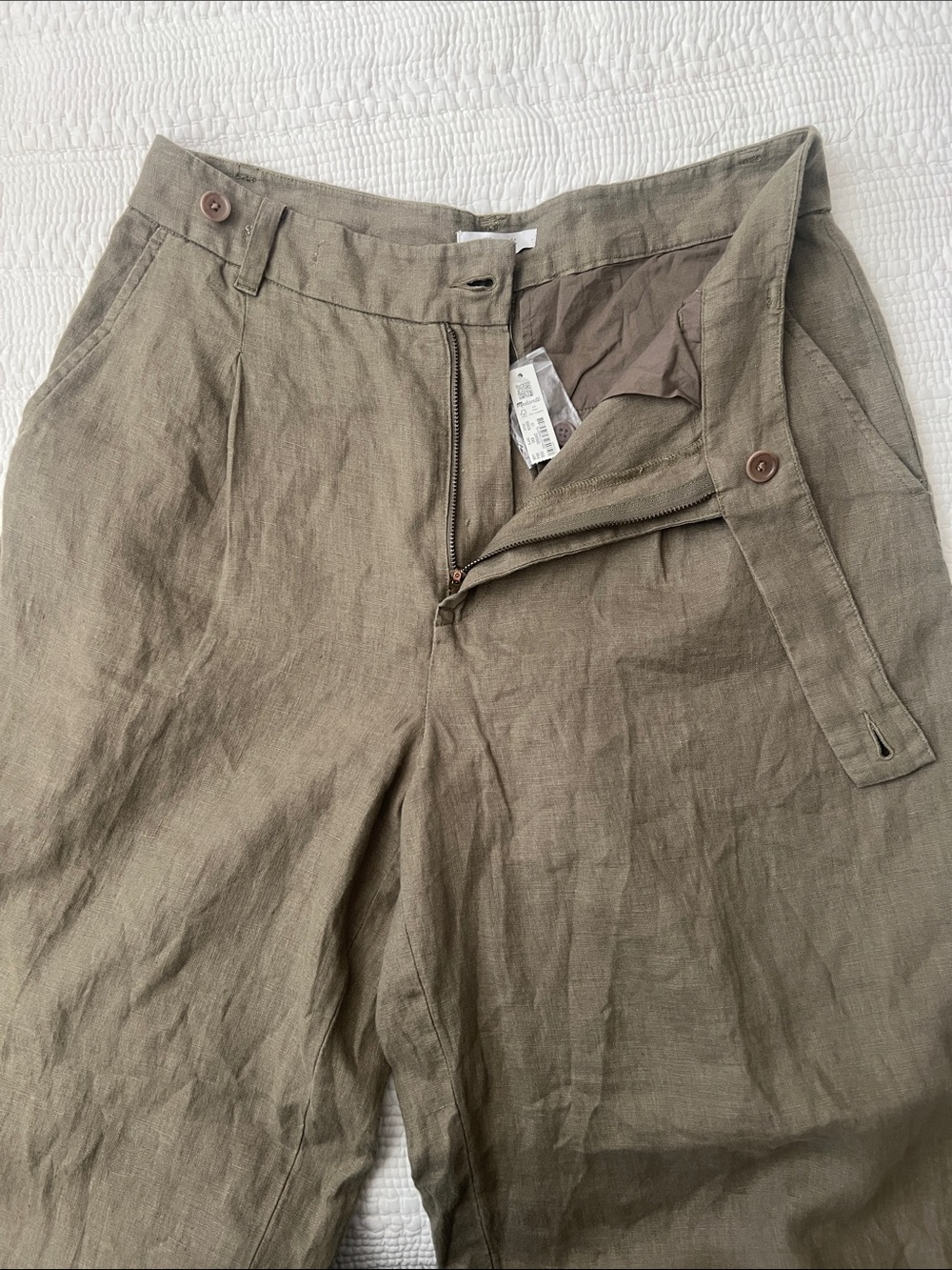 Madewell Olive Wide-Leg Linen Chinos - Picture 4 of 10